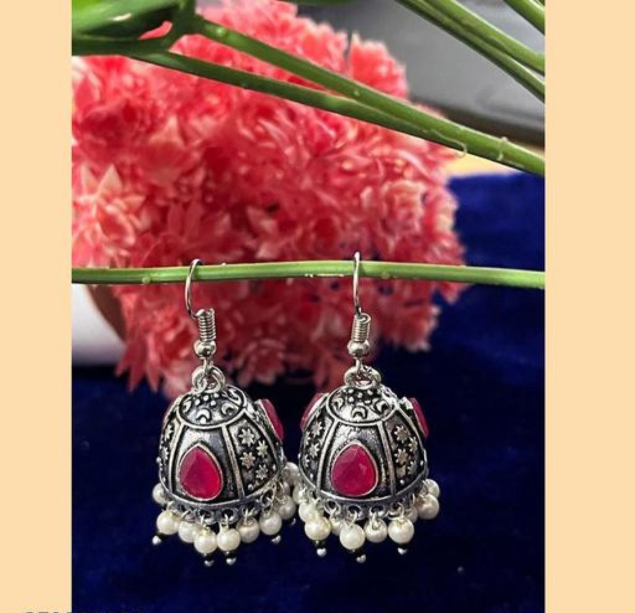 Product Details Name : new trendy jhumla earring's for women's and gril's || silver jhumka earring's|| Classic Stylish Statement Studs|| fastive & wedding wear earring's light wait jhumla #pink jhumki #silver jumki  Base Metal : Brass  Plating : Oxidised Silver  Sizing : Adjustable  Stone Type : Kundan  Type : Hoop Earrings  Net Quantity (N) : 1  "Introducing our latest collection of trendy jhumka earrings, designed for women and girls seeking elegance with a modern twist. Elevate your style with our stunning silver jhumka earrings, blending classic charm with contemporary flair. Our collection also features timeless statement studs, perfect for festive and wedding occasions. Crafted for comfort, these lightweight jhumkas offer effortless sophistication and grace to your ensemble."  Country of Origin : India
