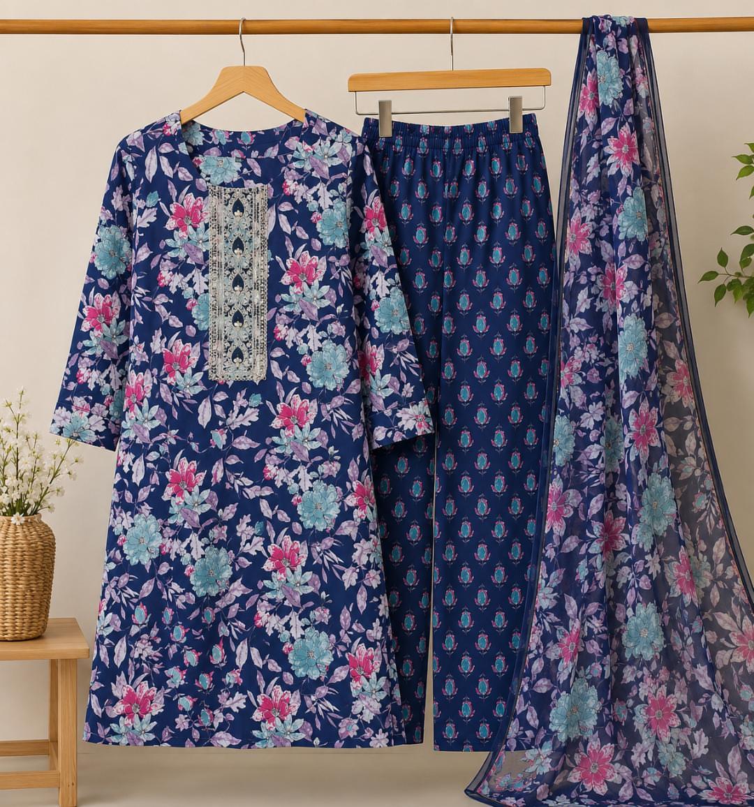 Pure cotton plazo kurta with dupatta set